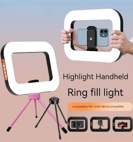 Handheld Ring LED Fill Light  Rechargeable Portable Selfie & Live Photography Light