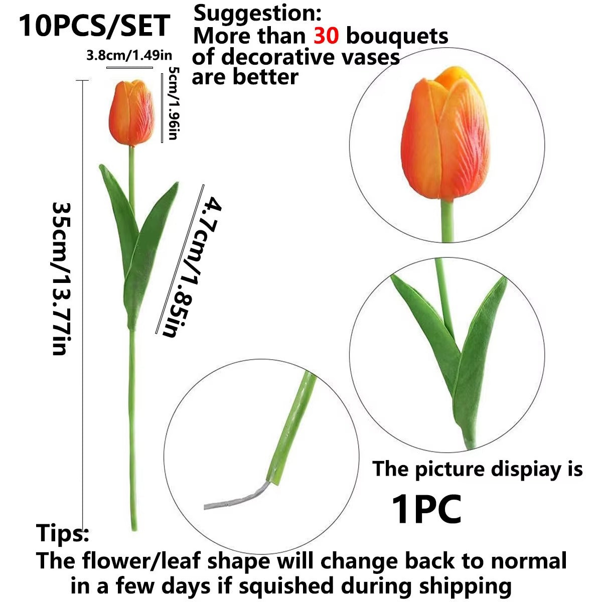 10Pcs Artificial Flower Realistic Touch Tulip Scrapbooking Vase Home Decor Wedding Garden Arch Garland Mother's Day Bouquet