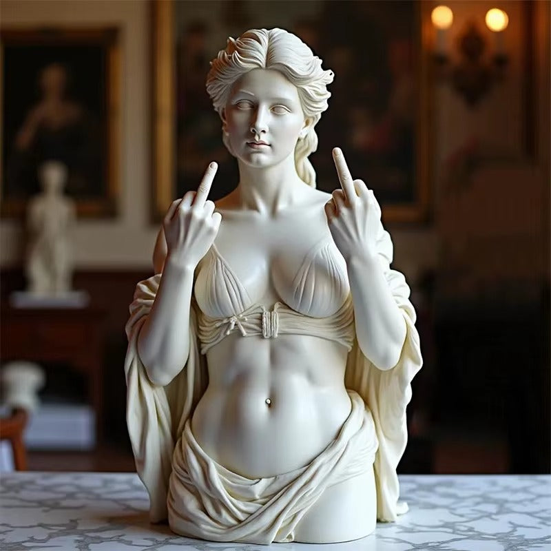 Vienna Goddess Middle Finger Funny Resin Statue Home Interior Garden Office Table Personalized Decorations Crafts Special Gifts