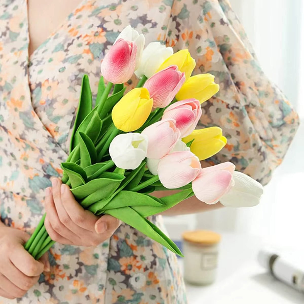 10Pcs Artificial Flower Realistic Touch Tulip Scrapbooking Vase Home Decor Wedding Garden Arch Garland Mother's Day Bouquet
