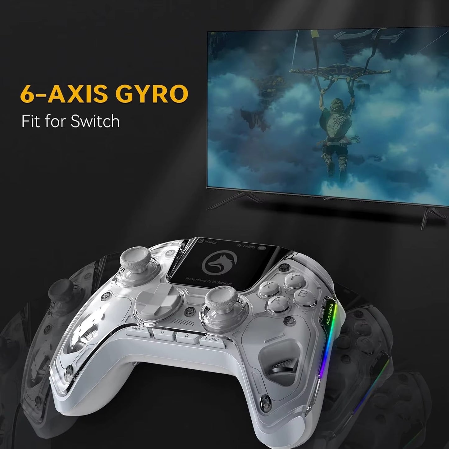 Wireless Gaming Controller Mamba One V2 for iOS/Android/Switch/PC Hall Effect Stick RGB Light 1800mAh with Charging Dock