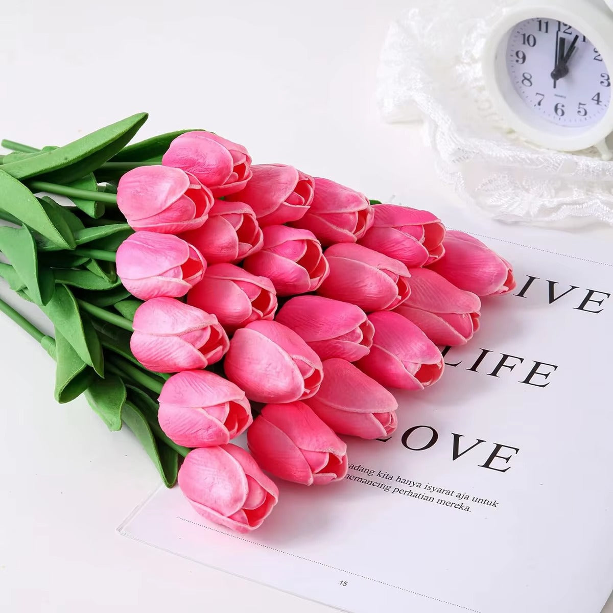 10Pcs Artificial Flower Realistic Touch Tulip Scrapbooking Vase Home Decor Wedding Garden Arch Garland Mother's Day Bouquet