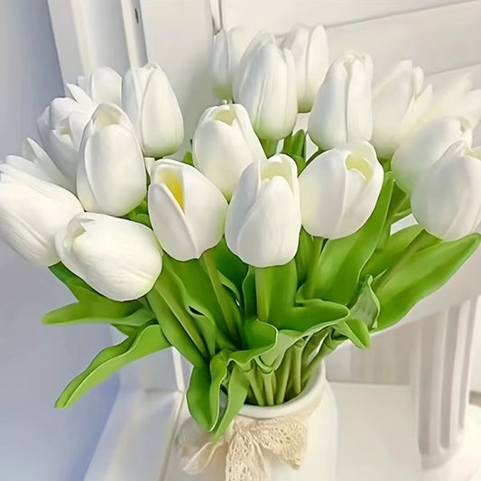 10Pcs Artificial Flower Realistic Touch Tulip Scrapbooking Vase Home Decor Wedding Garden Arch Garland Mother's Day Bouquet