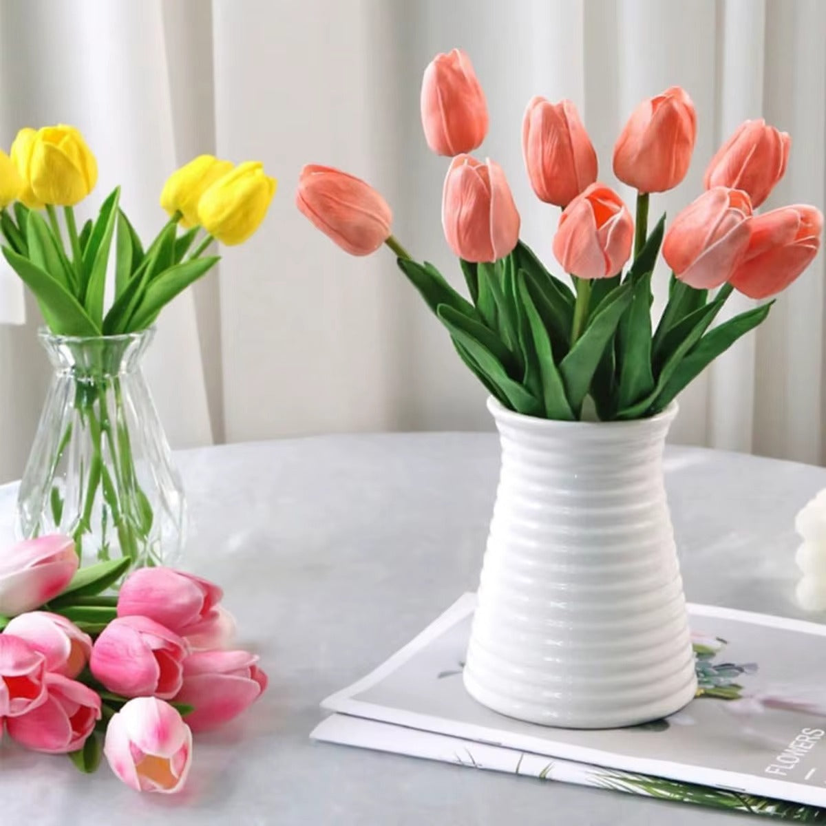 10Pcs Artificial Flower Realistic Touch Tulip Scrapbooking Vase Home Decor Wedding Garden Arch Garland Mother's Day Bouquet