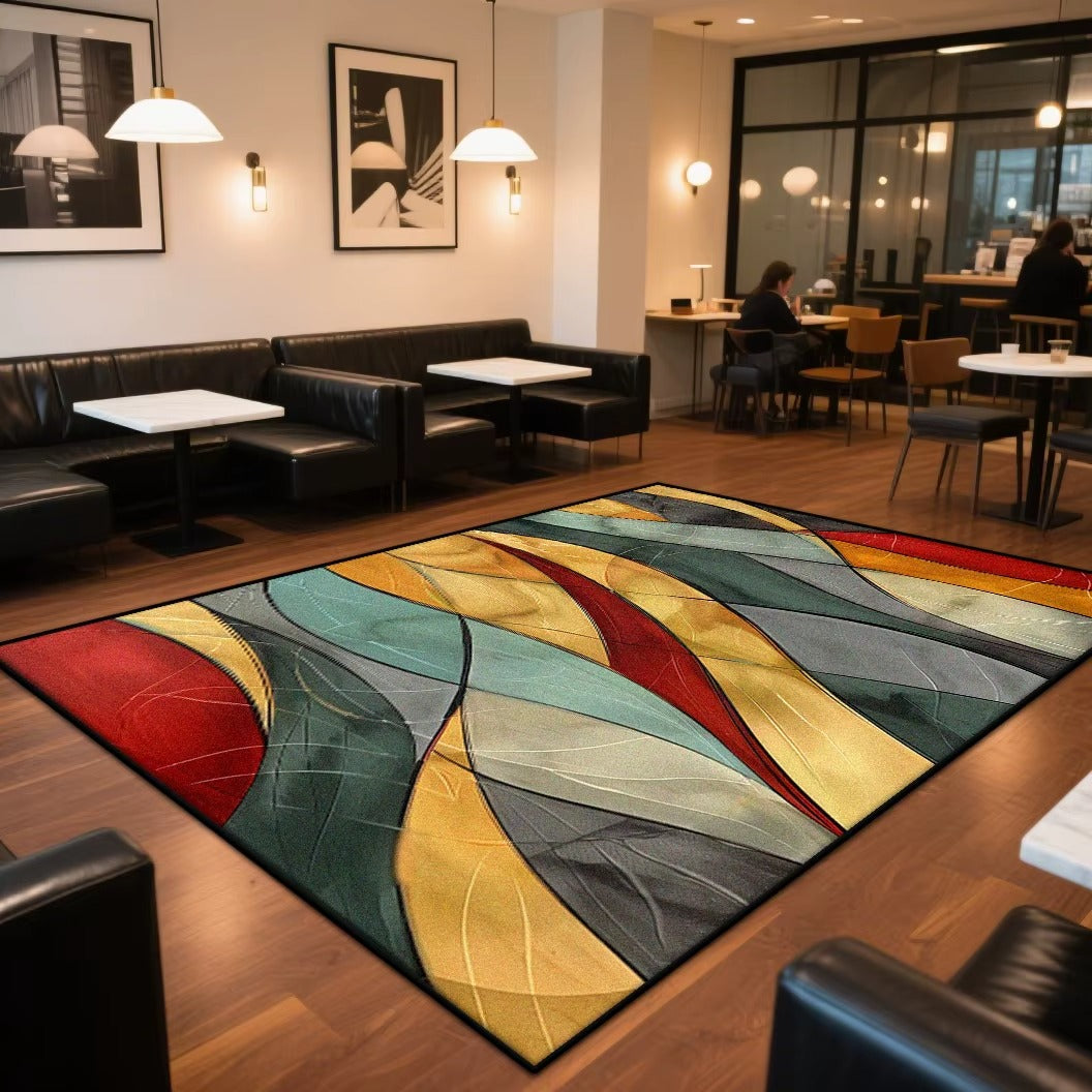 CARPET FOR LIVE ROOM Washable Large Area Rugs Abstract Style Area Rug Non-slip Decoration Home Modern Red Entrance Door Mat